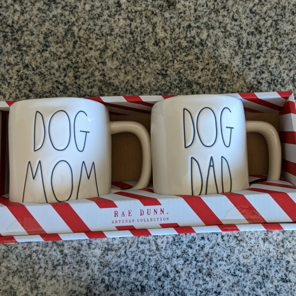 Rae Dunn Dog Mom and Dog Dad mugs